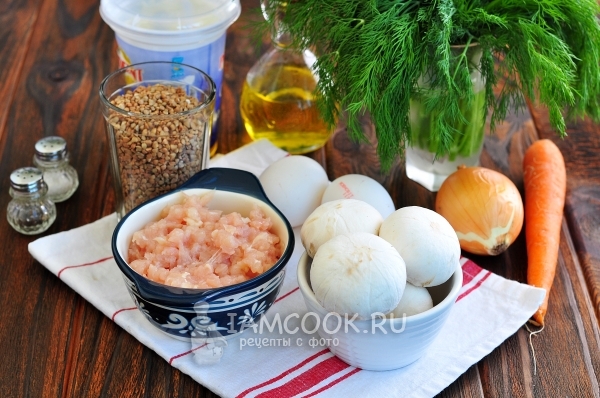 Ингредиенты для запеканки из гречки с фаршем в духовке
