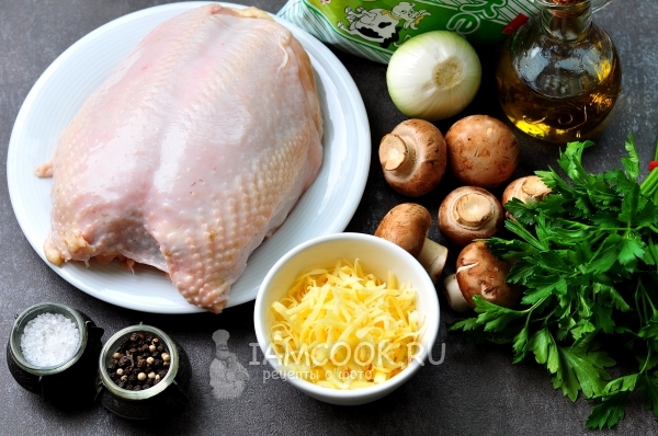 Ингредиенты для куриного филе с грибами в духовке