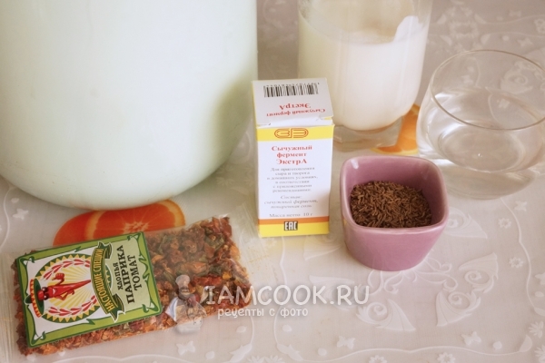 Ингредиенты для приготовления Имеретинского сыра в домашних условиях