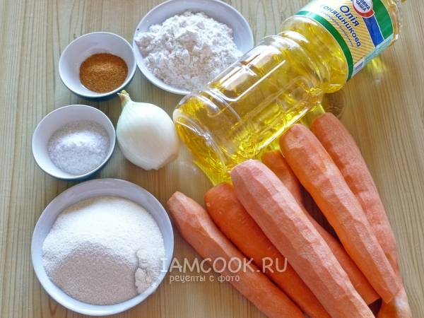 Ингредиенты для постных морковных котлет с манкой