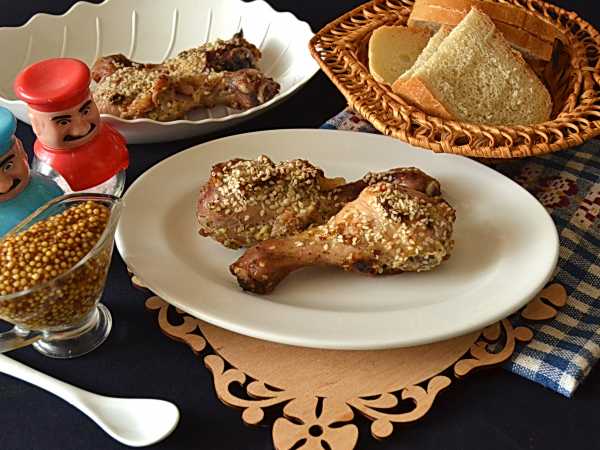 Рецепт: Куриные голени запеченные в духовке - с майонезом и чесноком