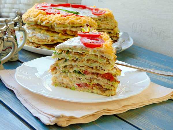 Торт из кабачков - Пошаговый рецепт с фото. Закуски. Закуски из грибов и овощей