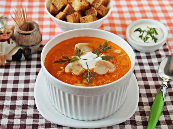 Сливочный крем-суп с курицей и грибами