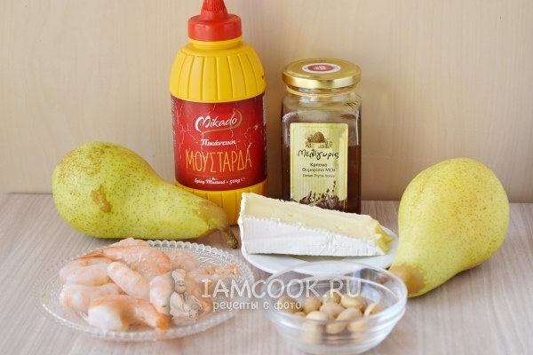 Ингредиенты для груш, запеченных с креветками и сыром бри