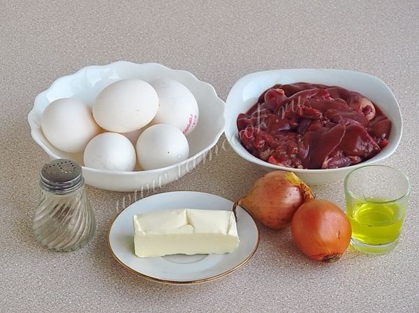 Ингредиенты для закуски из яиц фаршированных печенью