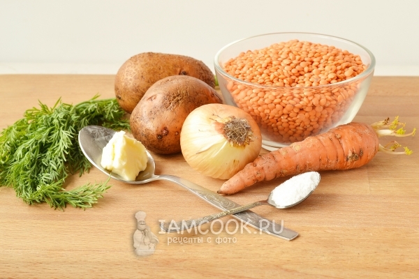 Ингредиенты для супа из чечевицы в мультиварке