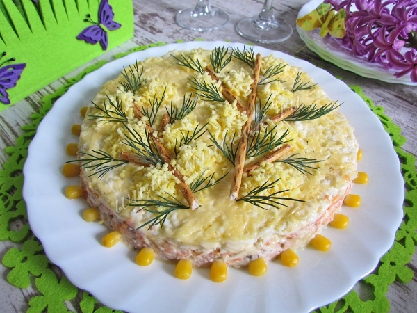 салат мимоза с плавленным сыром