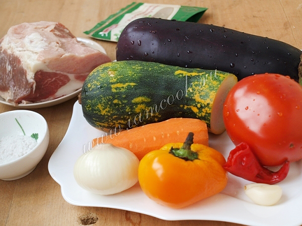 Ингредиенты для овощного рагу с мясом