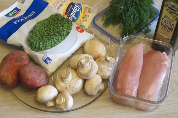 Ингредиенты для салата с жареными грибами
