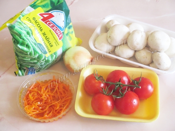 Ингредиенты для грибного салата со стручковой фасолью