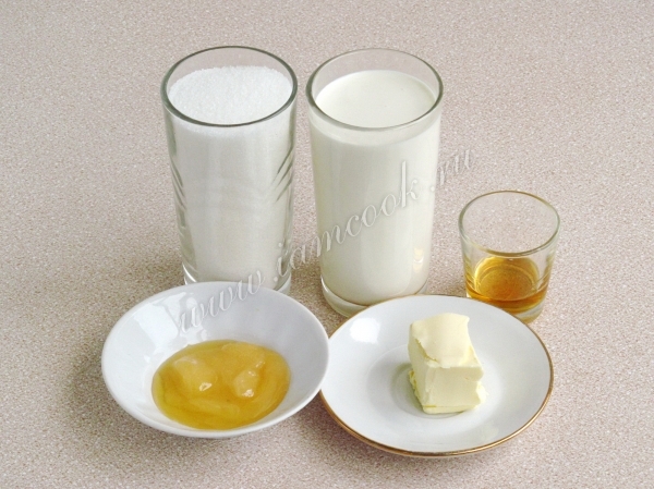 Ингредиенты для сливочно-медового ириса