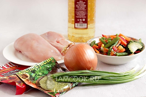 Ингредиенты для куриной грудки с овощами