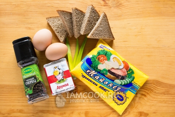 Ингредиенты для бутербродов с яйцом