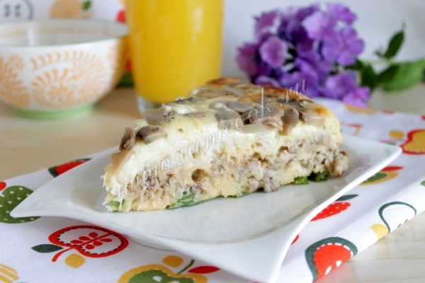 Рецепт перевернутого пирога с грибами и сыром