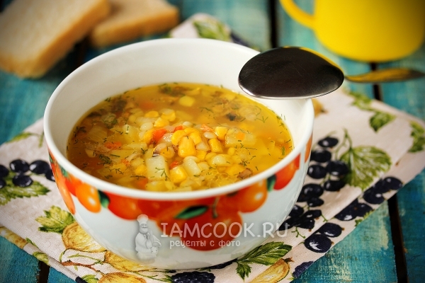 Фото супа с консервированной кукурузой