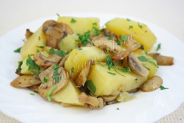 Картофель запеченный в духовке с шампиньонами, рецепт
