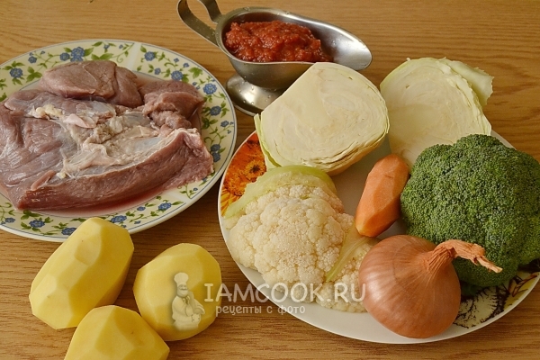 Ингредиенты для тушеного мяса с овощами