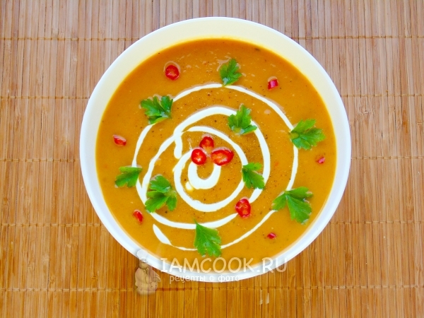 Готовый азиатский крем-суп из печёной тыквы