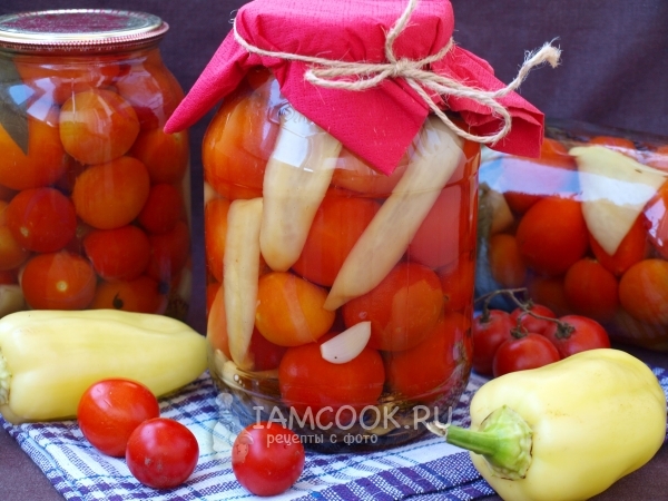 Фото помидоров черри маринованных с болгарским перцем