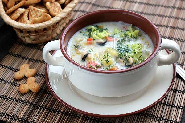 Рецепт супа Клем Чаудер из морепродуктов и рыбы