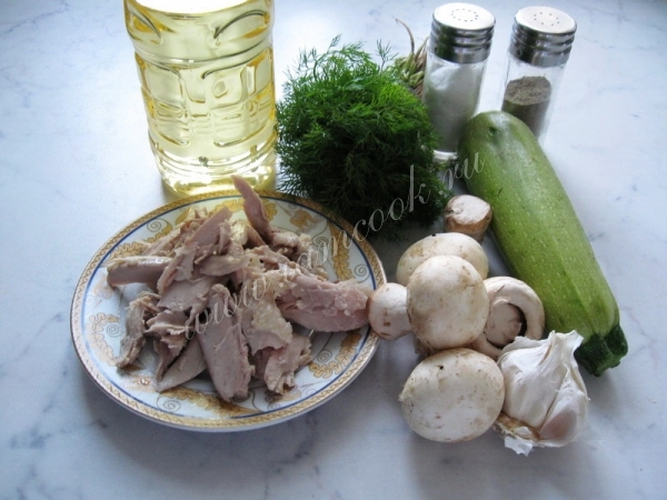 Ингредиенты для оладьев из кабачков с мясом