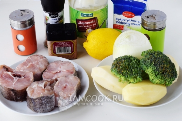 Ингредиенты для стейка трески в духовке