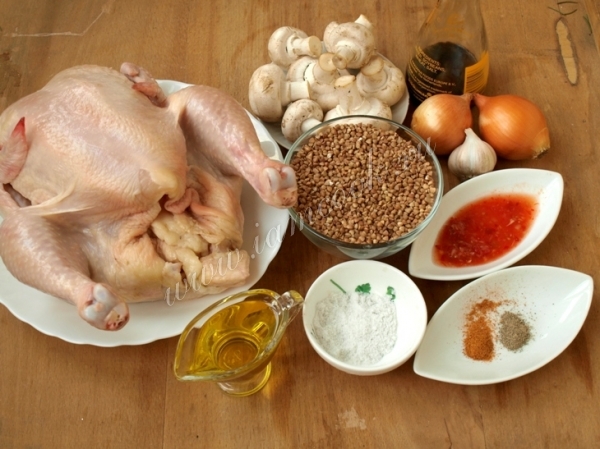 Ингредиенты для курицы фаршированной гречкой