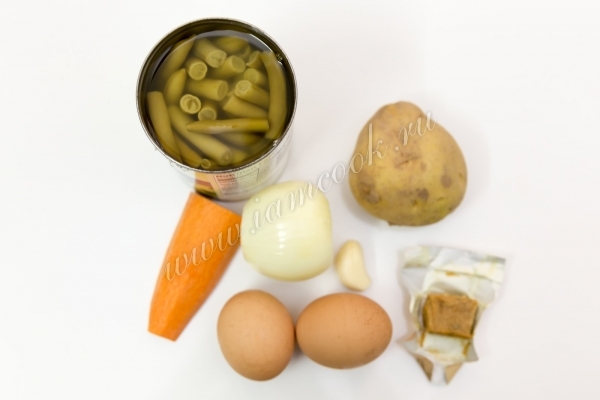 Ингредиенты для супа с яйцом и фасолью