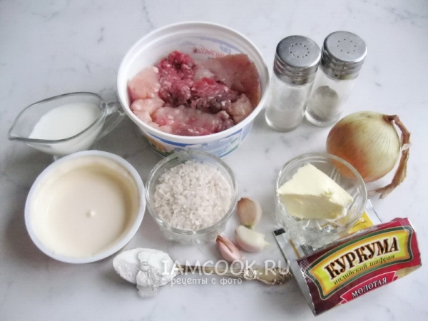 Ингредиенты для тефтелей в сырном соусе
