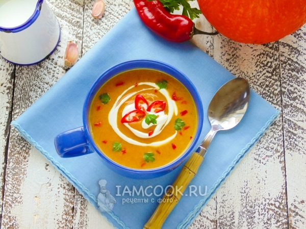 Рецепт азиатского крем-супа из печёной тыквы