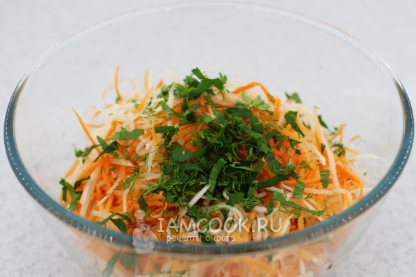 Рецепт салата из белой редьки с морковью