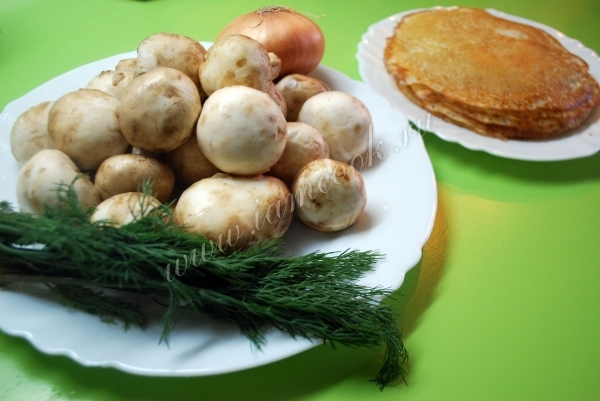 Ингредиенты для фарширования блинов грибами