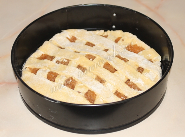 Пирог с яблоками из творожного теста в форме