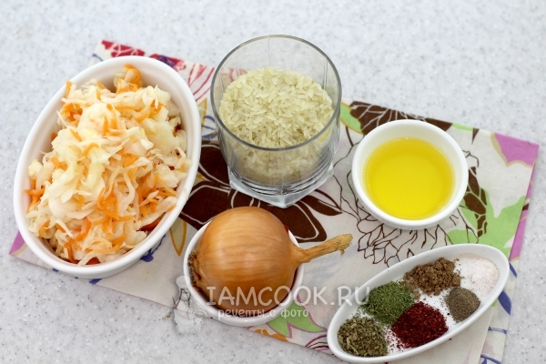 Ингредиенты для риса с капустой в мультиварке