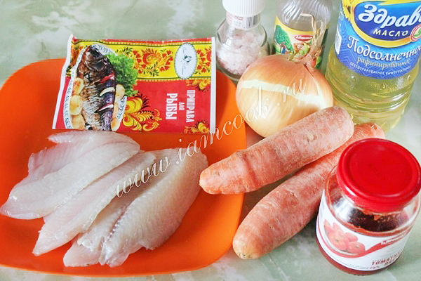 Ингредиенты для приготовления рыбы под маринадом