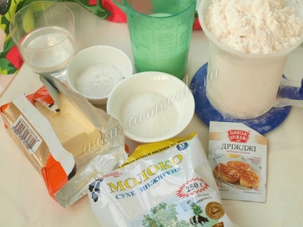 Ингредиенты для молочного хлеба