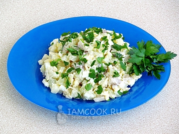 Рецепт салата из сельди с картофелем, сыром и яйцами