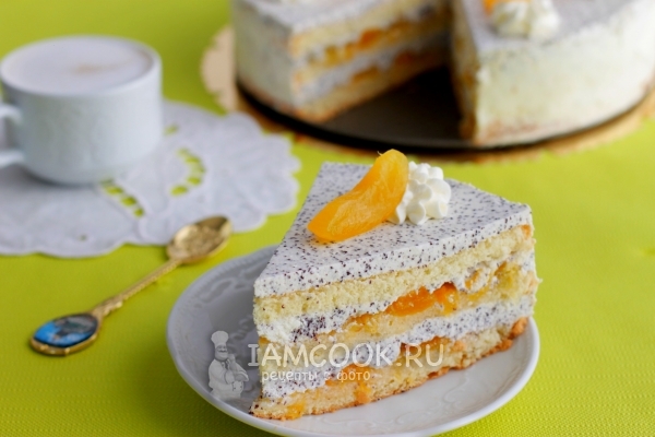 Фото макового торта с абрикосами
