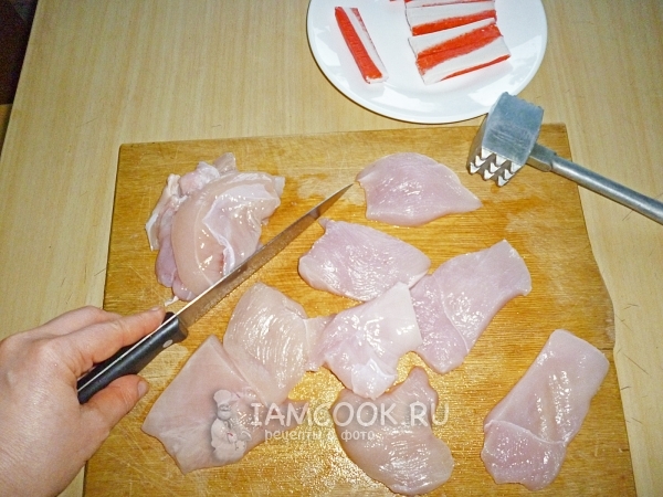 Порезать куриное филе