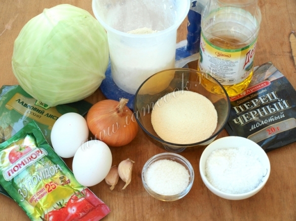 Ингредиенты для капустных котлет в томате