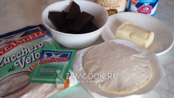 Ингредиенты для сырков со сгущенкой в шоколадной глазури
