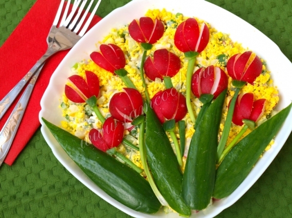 Рецепт салата Тюльпаны