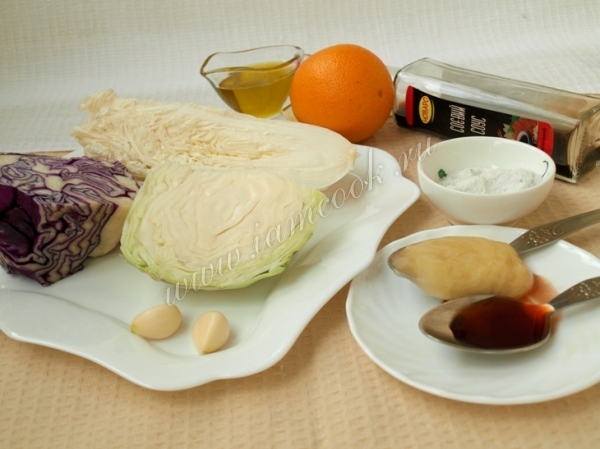 Ингредиенты для салата Капустное трио