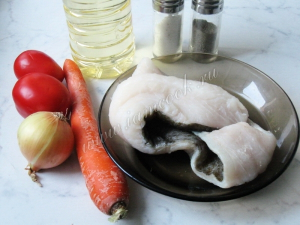 Ингредиенты для трески с овощами в фольге