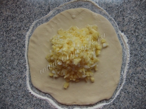 Картофель на раскатанном тесте