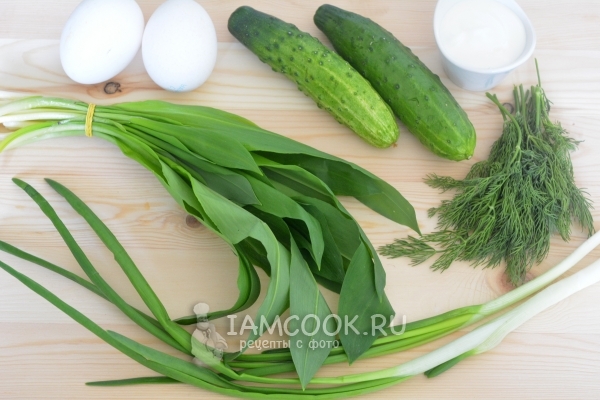 Ингредиенты для салата с черемшой и яйцом