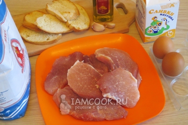 Ингредиенты для отбивных из свинины на сковороде