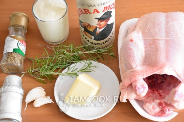 Ингредиенты для курицы на бутылке в духовке
