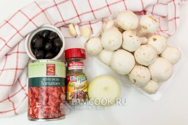 Ингредиенты для спагетти с томатно-грибном соусом