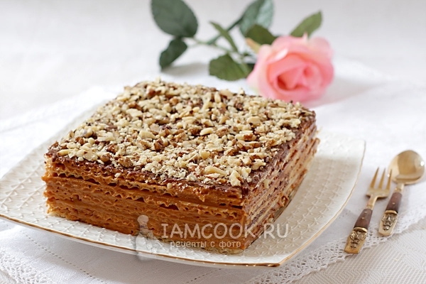Фото вафельного торта со сгущенкой